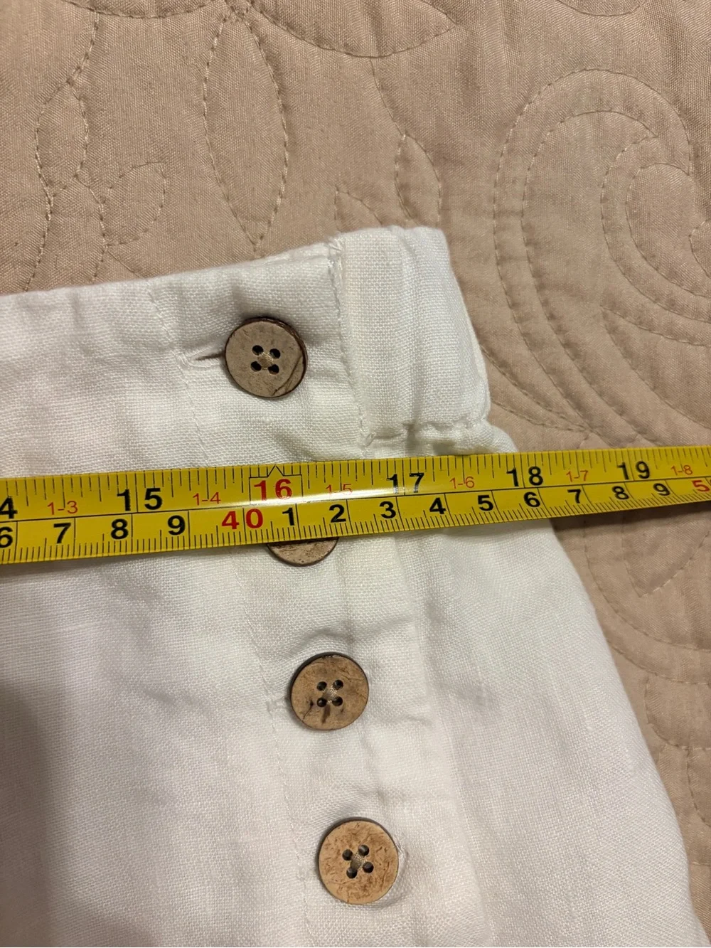 J.Jill Love Linen White Wide Leg Crop Pants Nautical Button L Petite - Picture 8 of 10